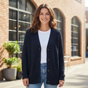 Hollister Ribbed Knit Button Front Cardigan - Size Large